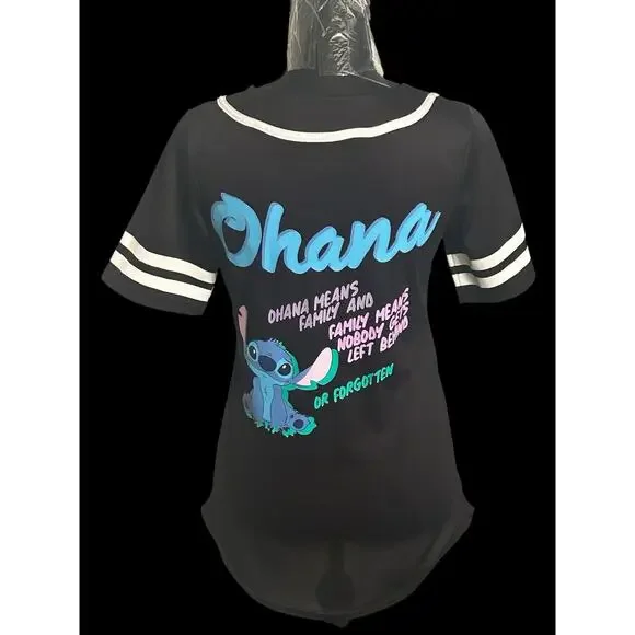 Stitch Disney Women's Baseball Black Jersey Top Size Small-See Dimensions - Picture 7 of 9